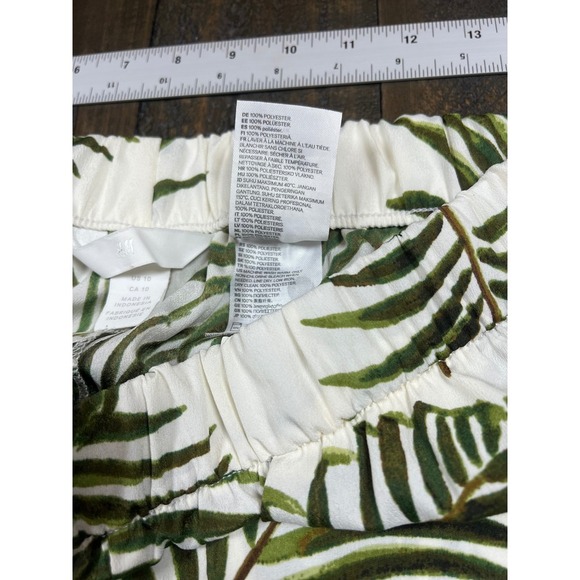 H&M Palm Leaf Print Pants Elastic Waist Casual or Dressy Lightweight Size 10 - Picture 5 of 6